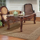 Handmade Carving Mahogany Finish Coffee Table - WoodenTwist